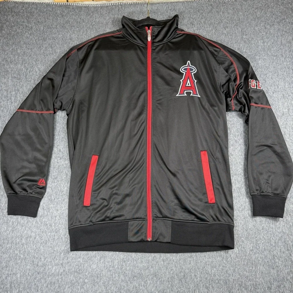 Los Angeles Angels Men's Full Zip Embroidered Track Jacket Size XLT Majestic